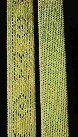 糊付けした麻糸で編み上げた筒状のトーション